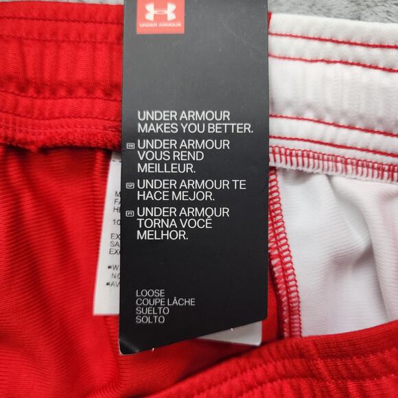 NEW Under Armour Pants Womens S Red White UA Knit Warm Up Team Zip Ankle Gym - Picture 6 of 16